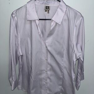 Anne Klein Pink and White Striped Dress Shirt